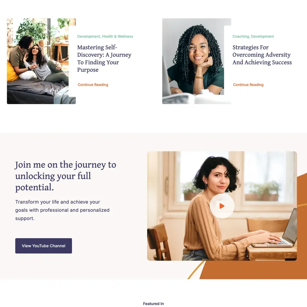 Life Coach Website Design with Free VPS Web Hosting