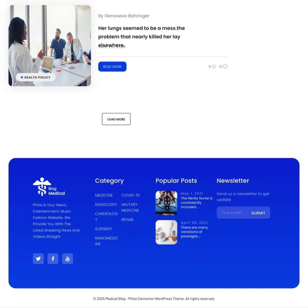 Medical Blog Website Design with Free VPS Web Hosting