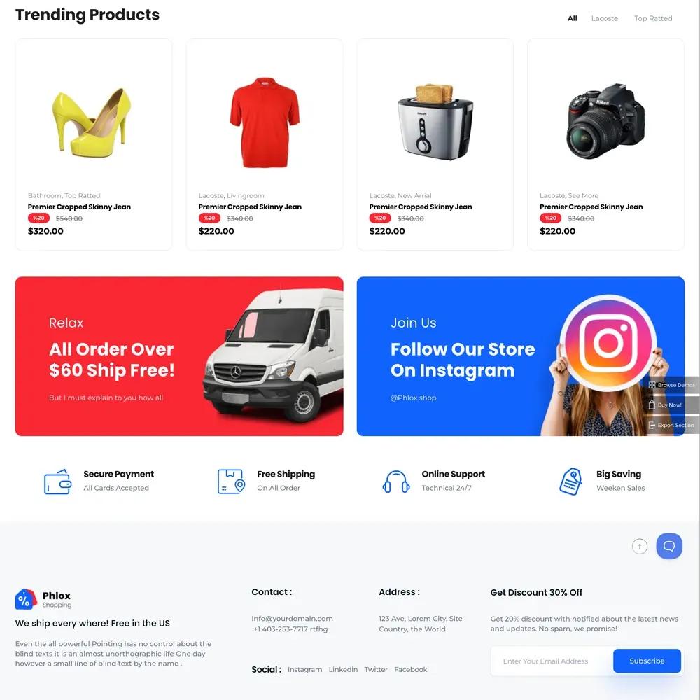 Mega Shop Website Design with Free VPS Web Hosting