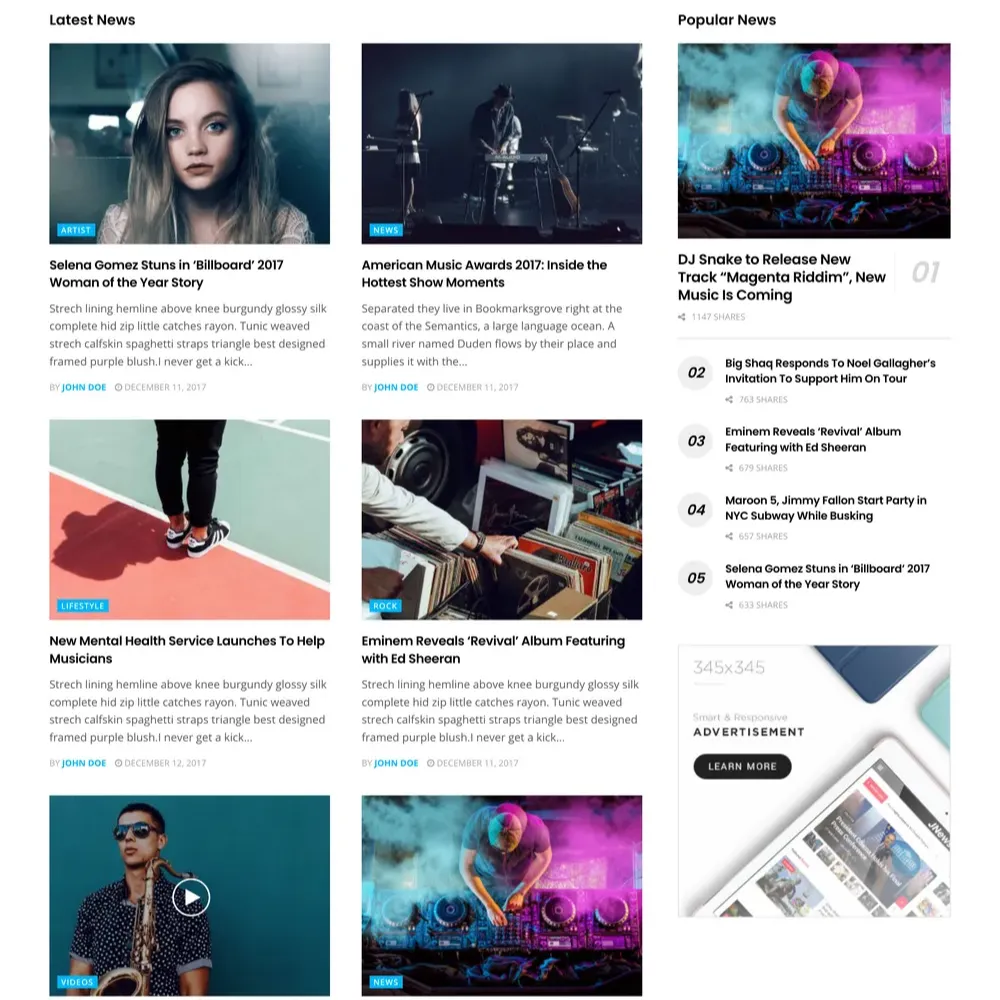 Music Magazine Website Design with Free VPS Web Hosting