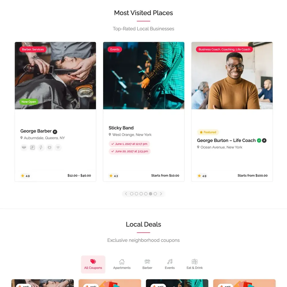 Nearby Businesses Website Design with Free VPS Web Hosting