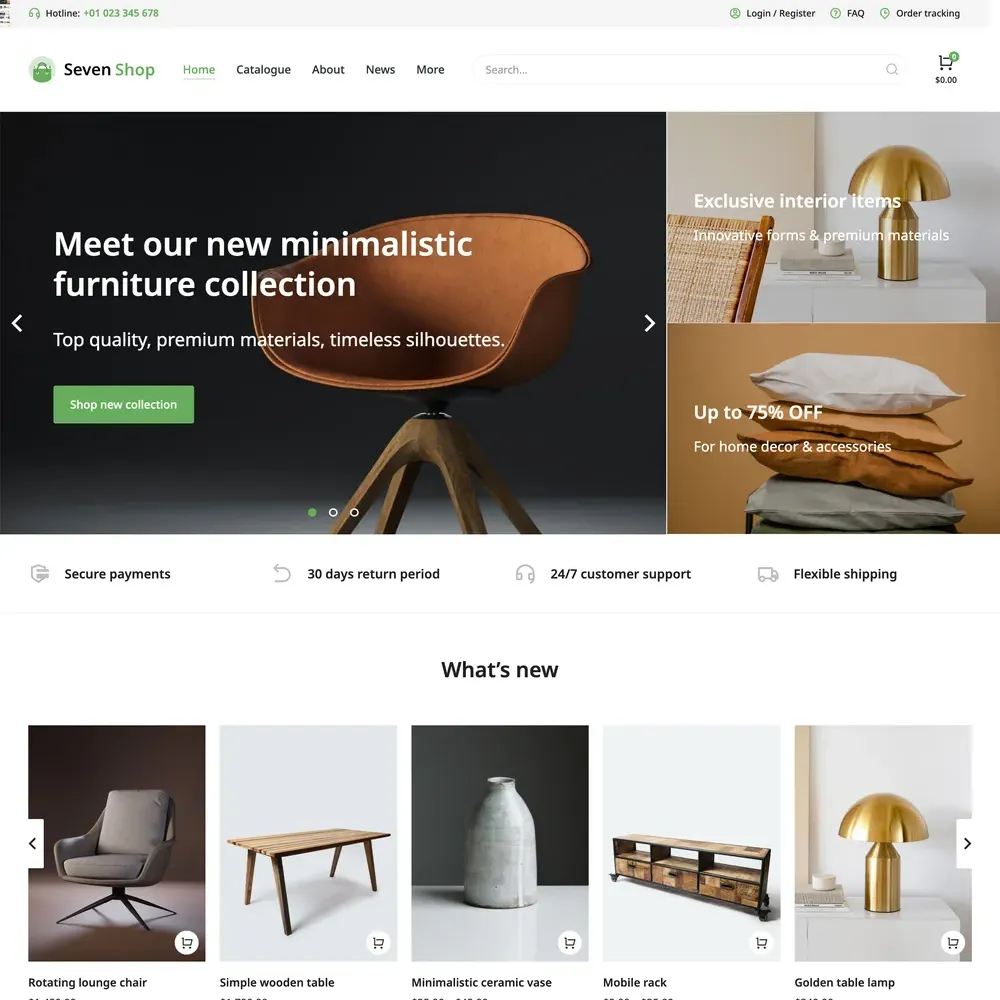 Online Shop Website Design with Free VPS Web Hosting