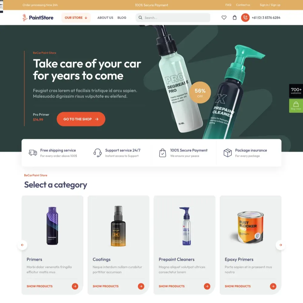 Paint Store Website Design with Free VPS Web Hosting