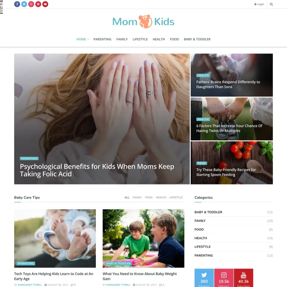 Parenting News Website Design with Free VPS Web Hosting