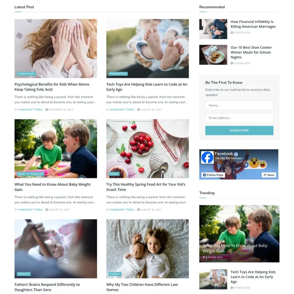 Parenting News Website Design with Free VPS Web Hosting