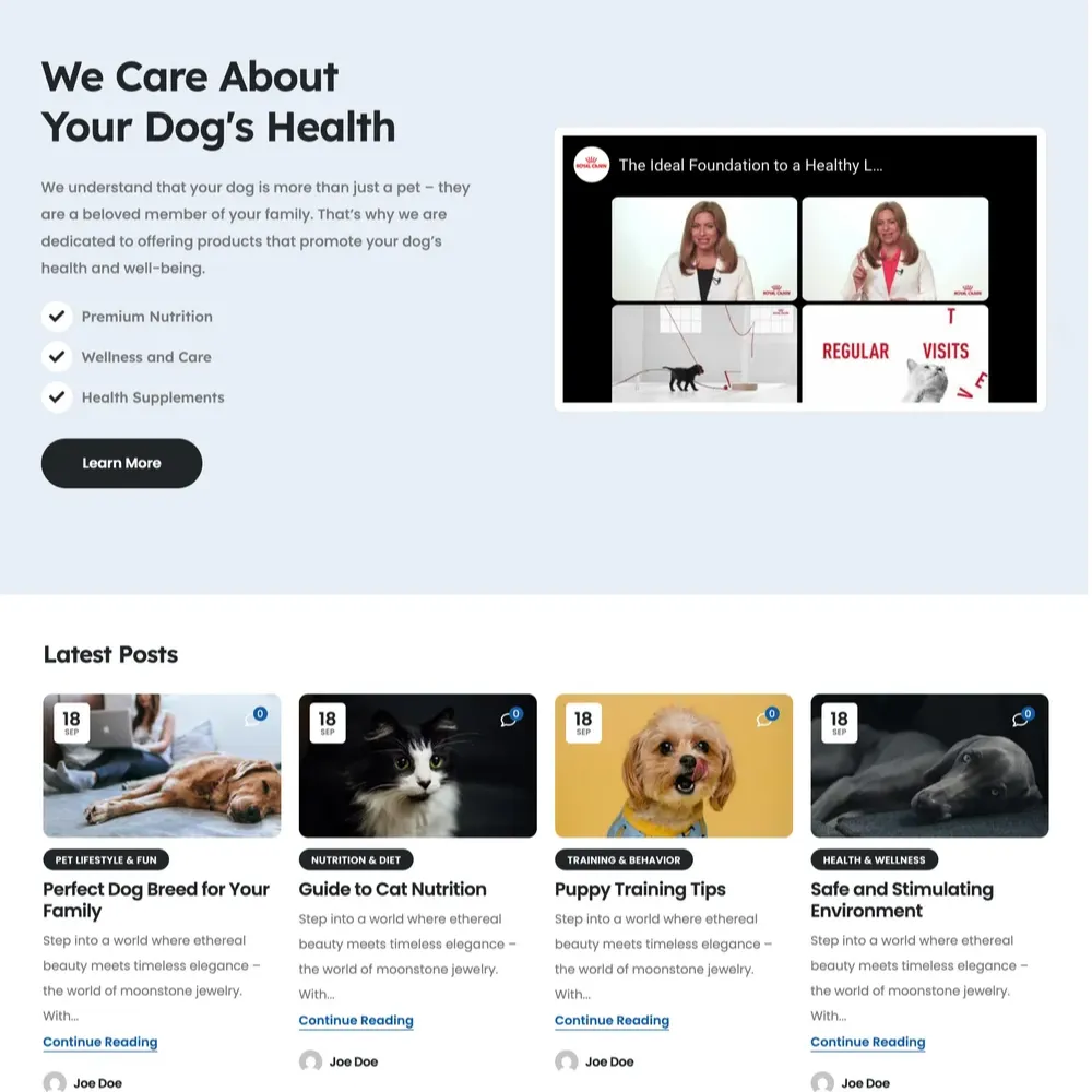 Pet Food Shop Website Design with Free VPS Web Hosting