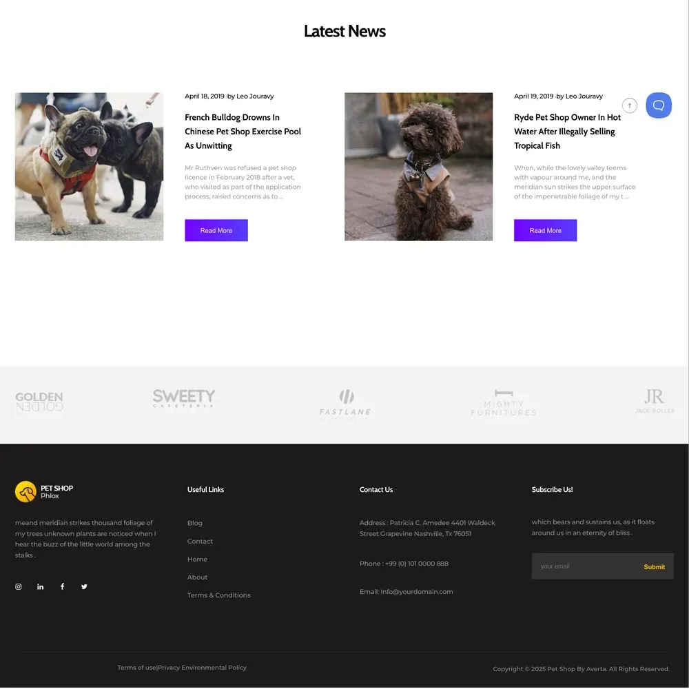 Pet Shop Website Design with Free VPS Web Hosting