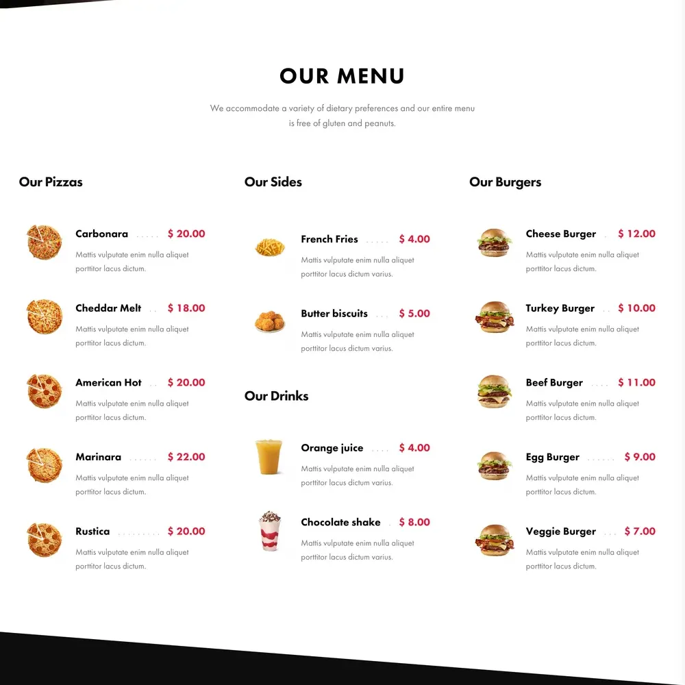 Pizza Website Design with Free VPS Web Hosting