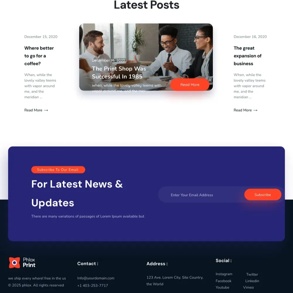 Print Shop Website Design with Free VPS Web Hosting