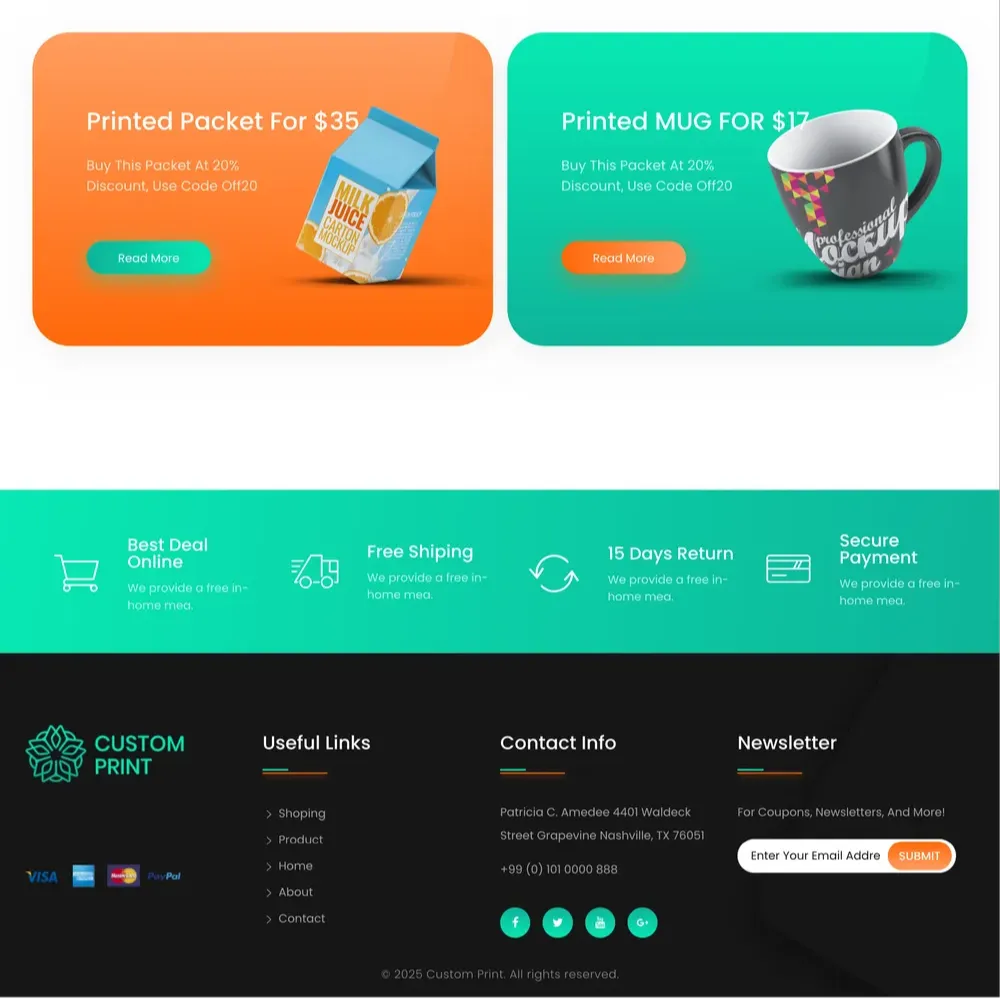 Printing Shop Website Design with Free VPS Web Hosting