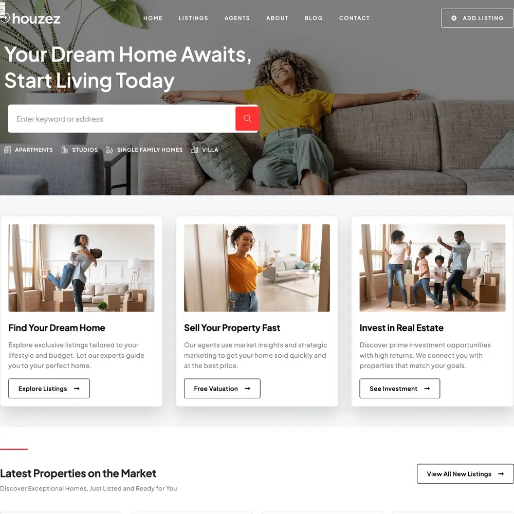 Property Listing Website Design with Free VPS Web Hosting