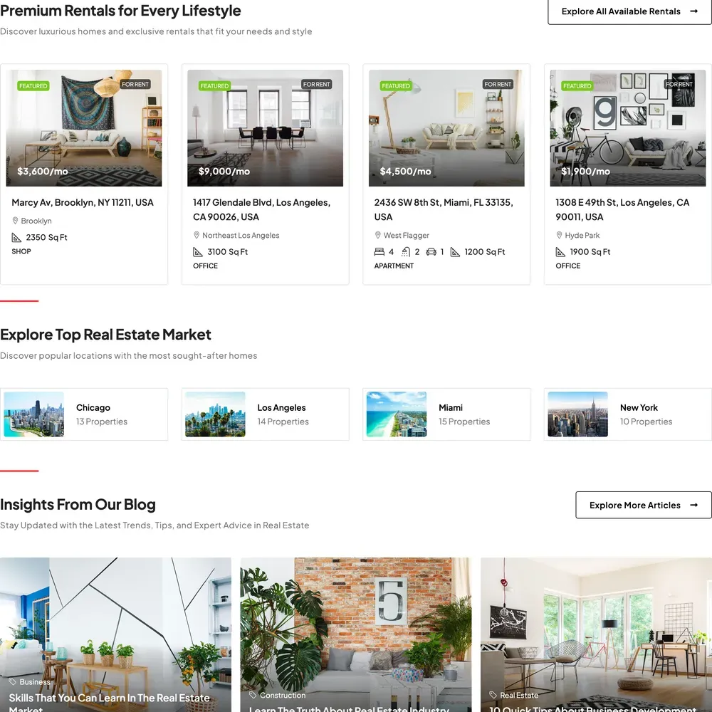 Property Listing Website Design with Free VPS Web Hosting