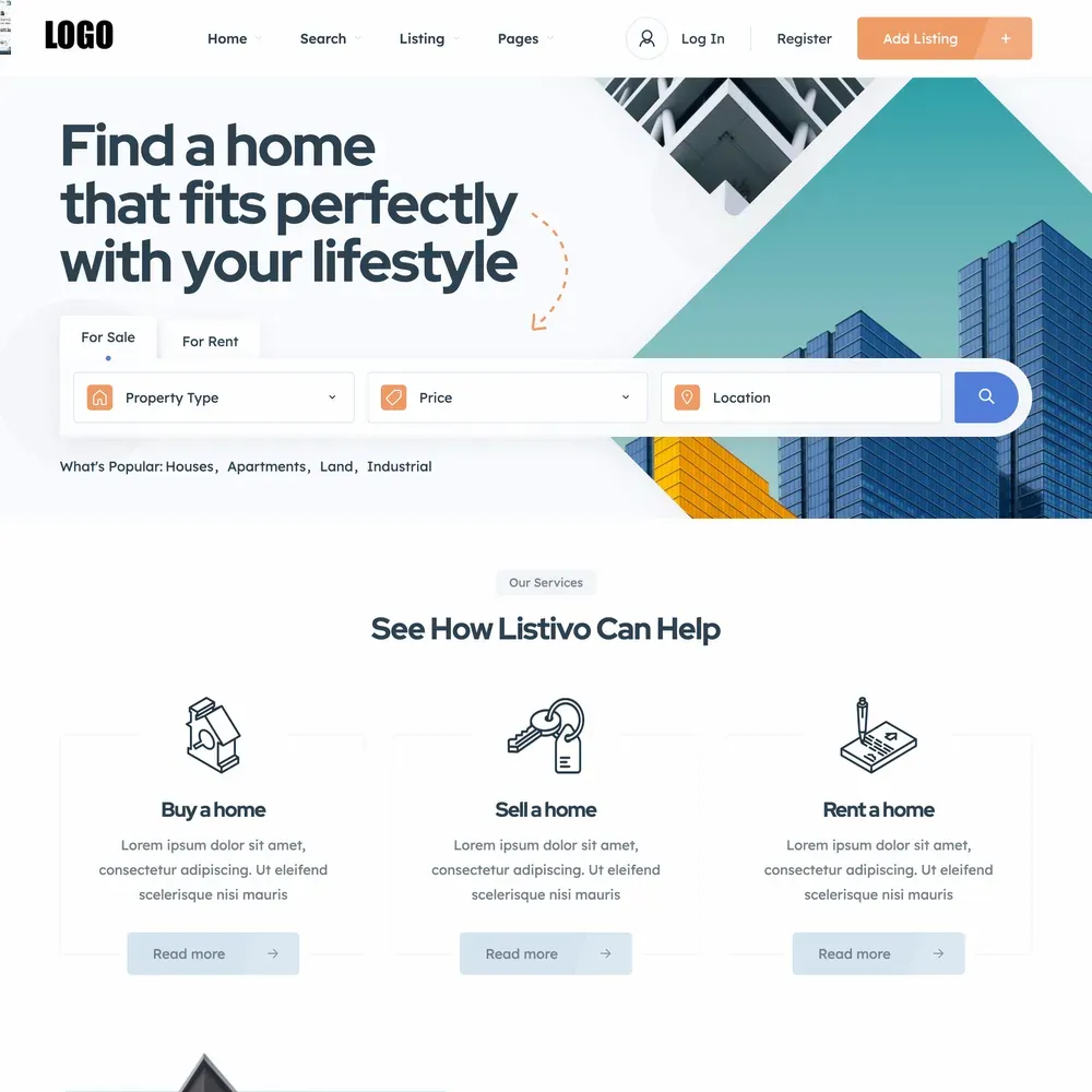 Property Listings Website Design with Free VPS Web Hosting
