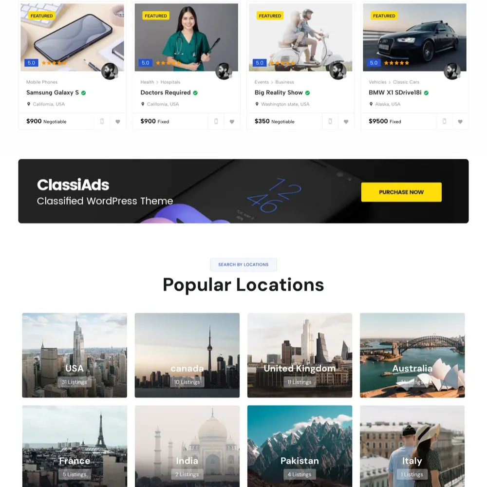 Ready Made Classified Website Design with Free Web Hosting