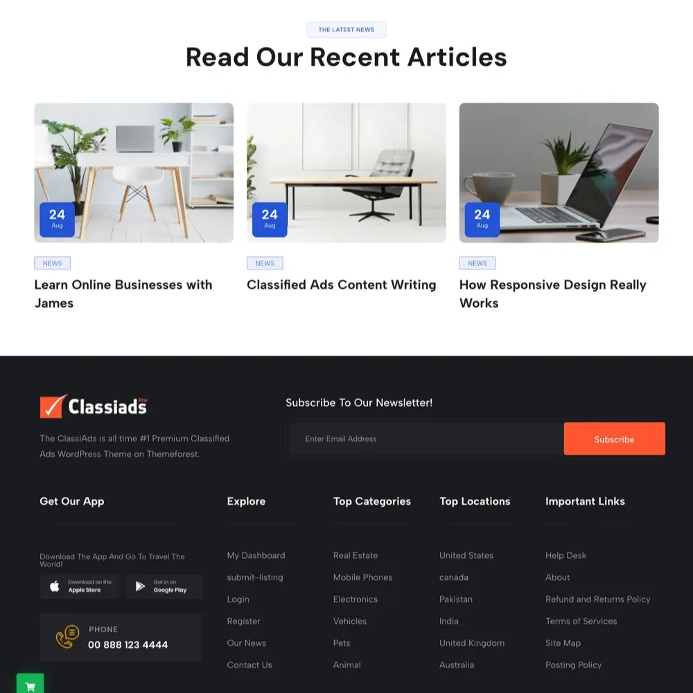 Ready Made Classified Website Design with Free Web Hosting