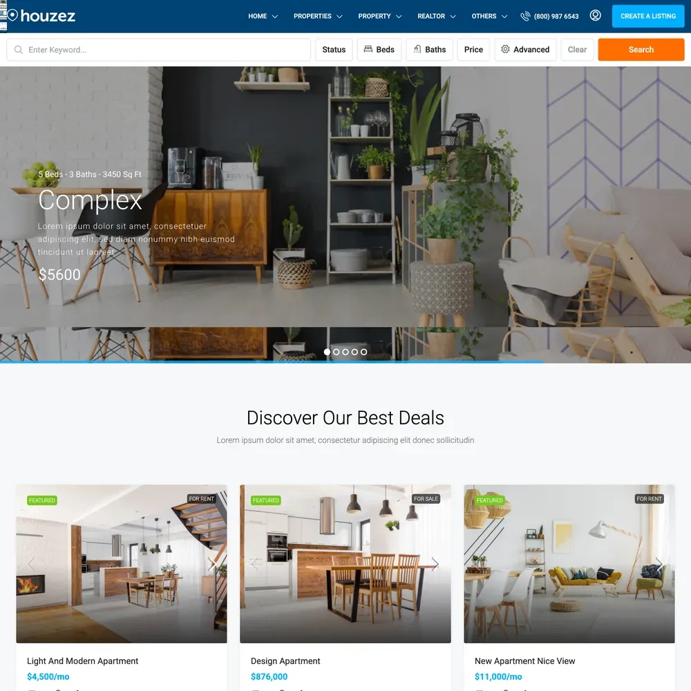 Real Estate Agency Website Design with Free VPS Web Hosting