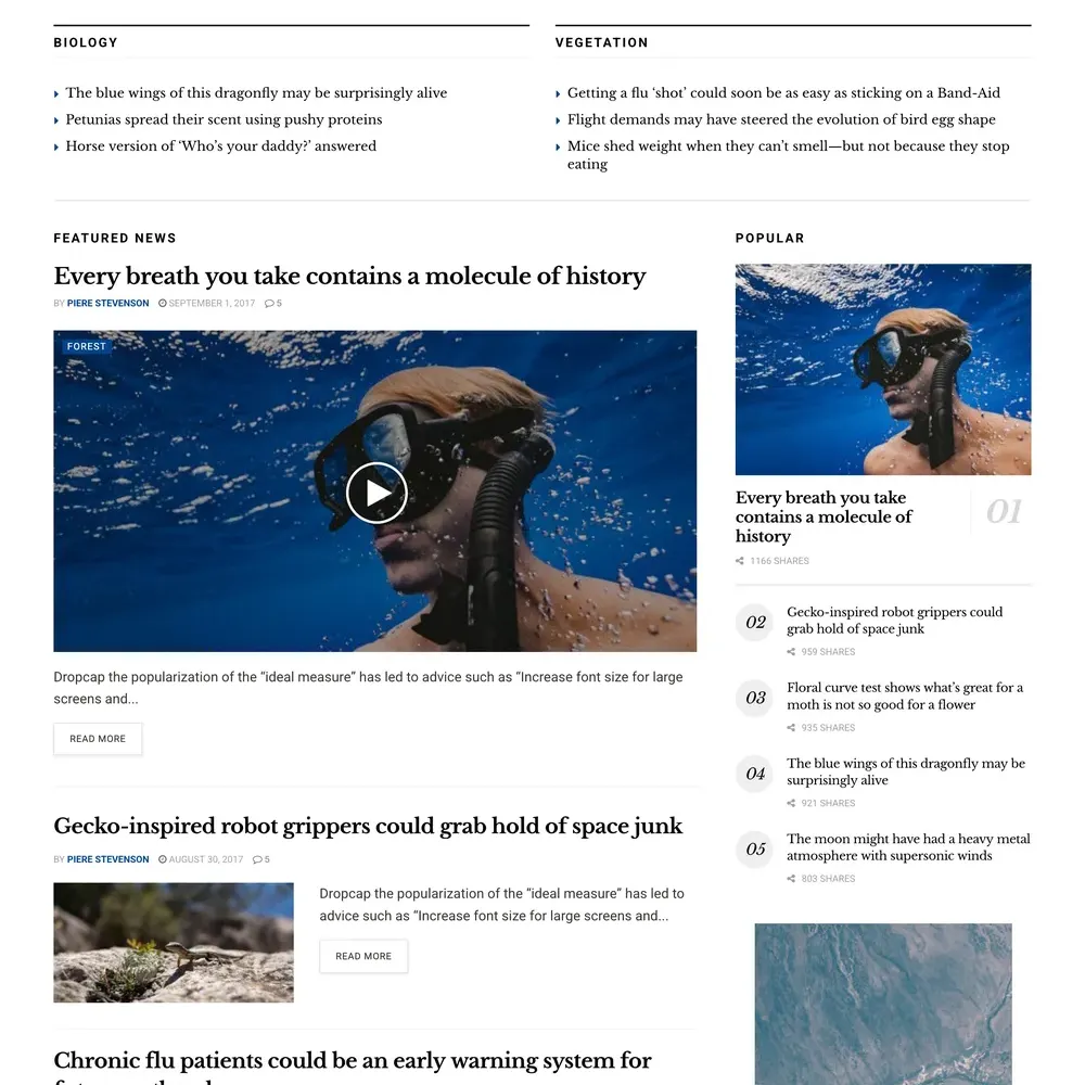 Science News Website Design with Free VPS Web Hosting