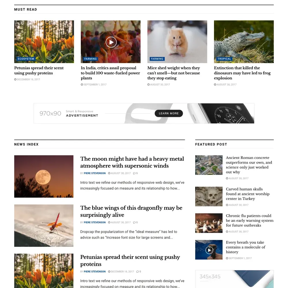 Science News Website Design with Free VPS Web Hosting