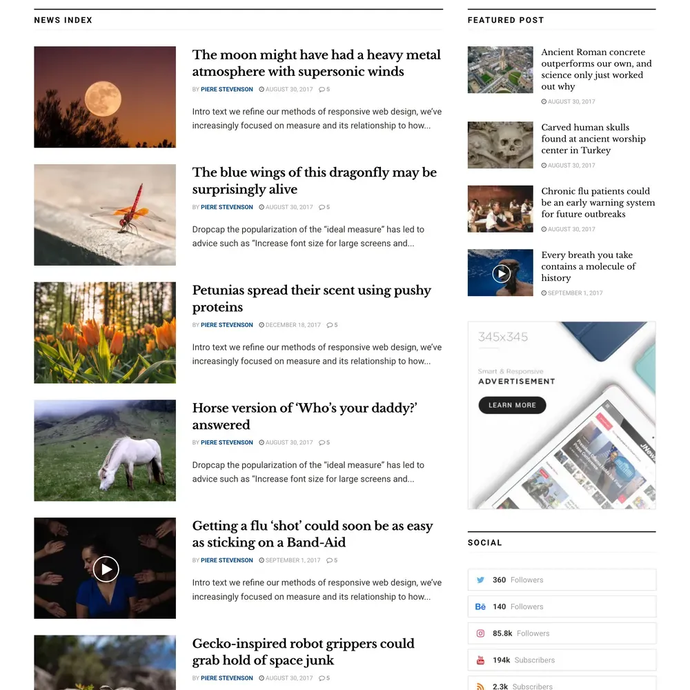Science News Website Design with Free VPS Web Hosting