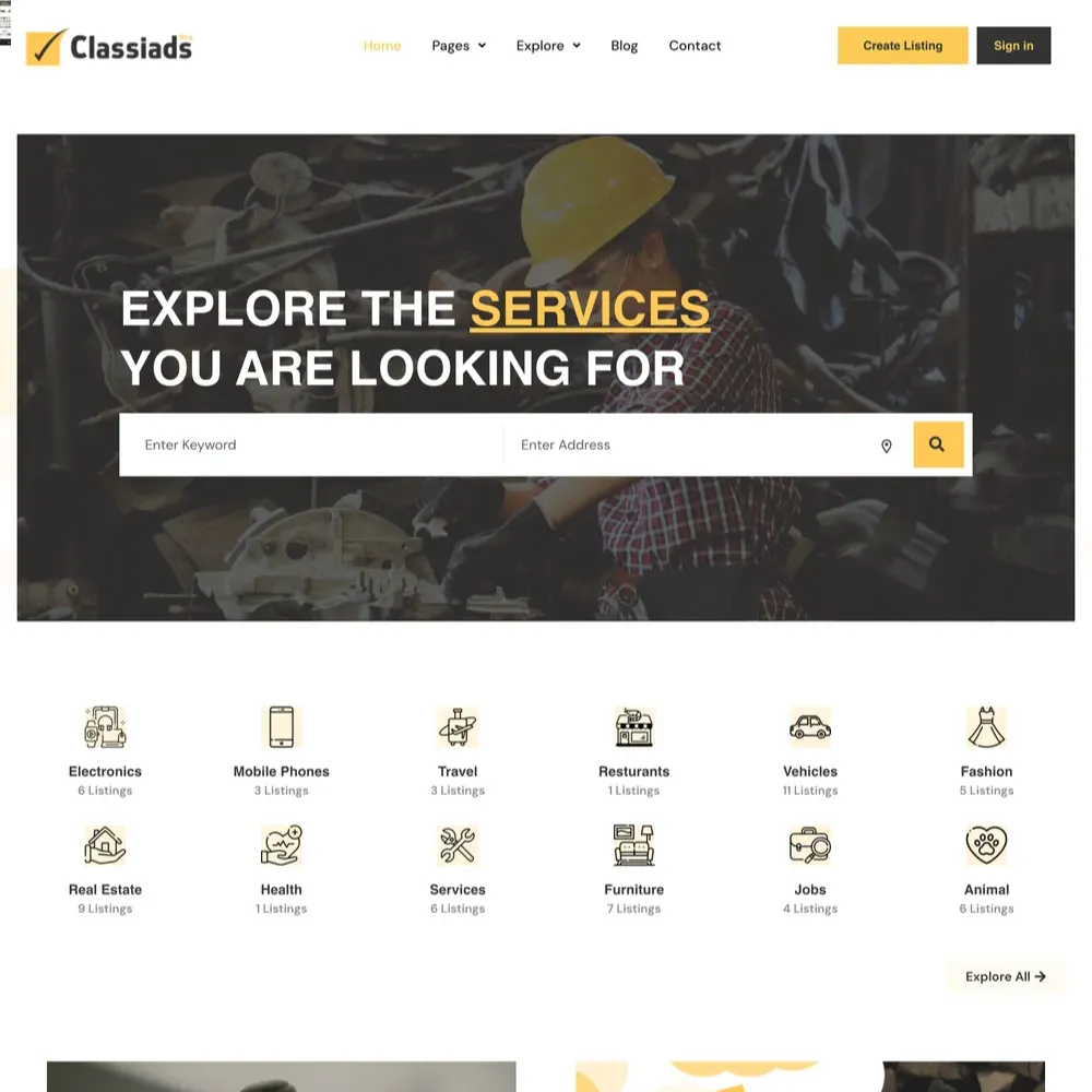 Service Listing Website Design with Free VPS Web Hosting