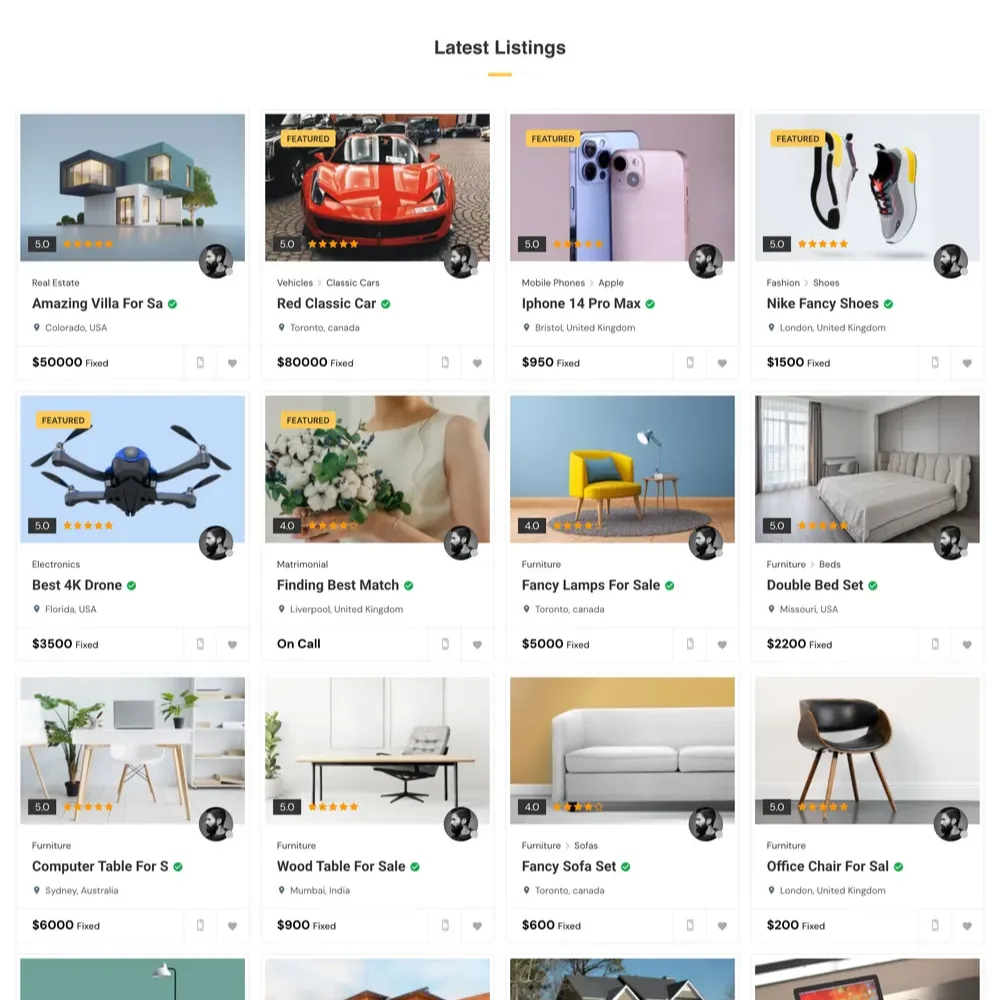 Service Listing Website Design with Free VPS Web Hosting
