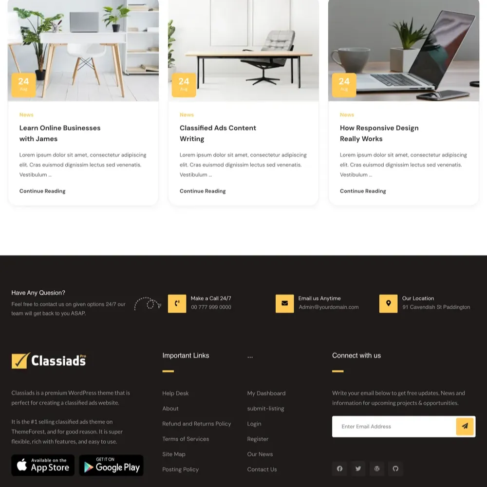 Service Listing Website Design with Free VPS Web Hosting