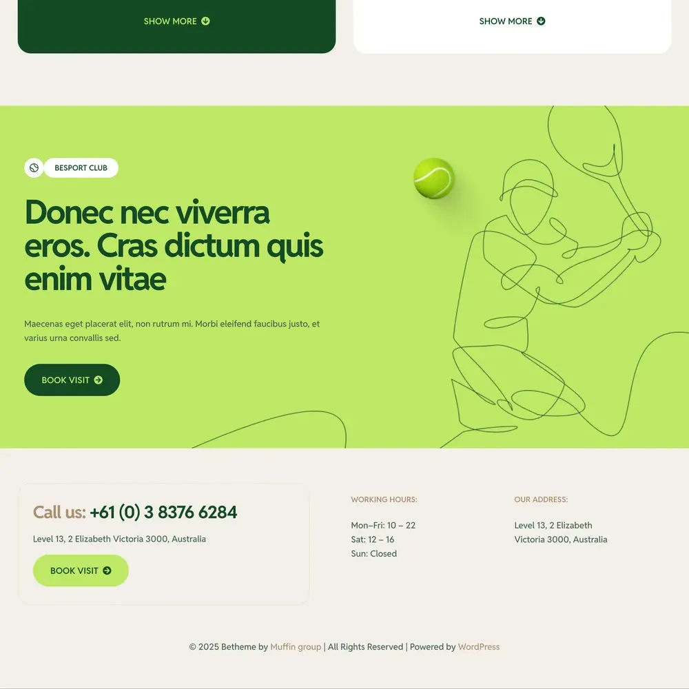 Tennis Club Website Design with Free Web Hosting