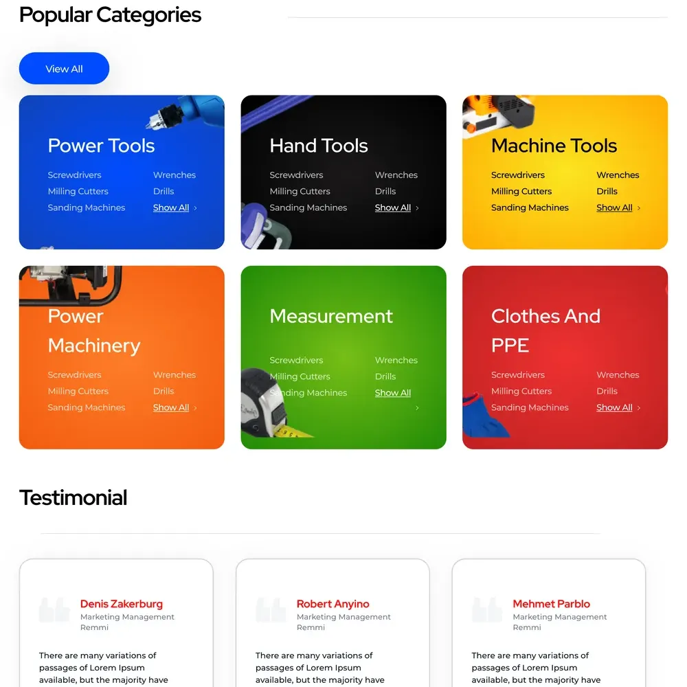 Tool Store Website Design with Free VPS Web Hosting