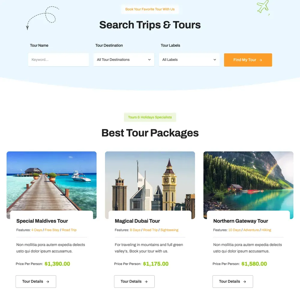 Tourism Agency Website Design with Free VPS Web Hosting