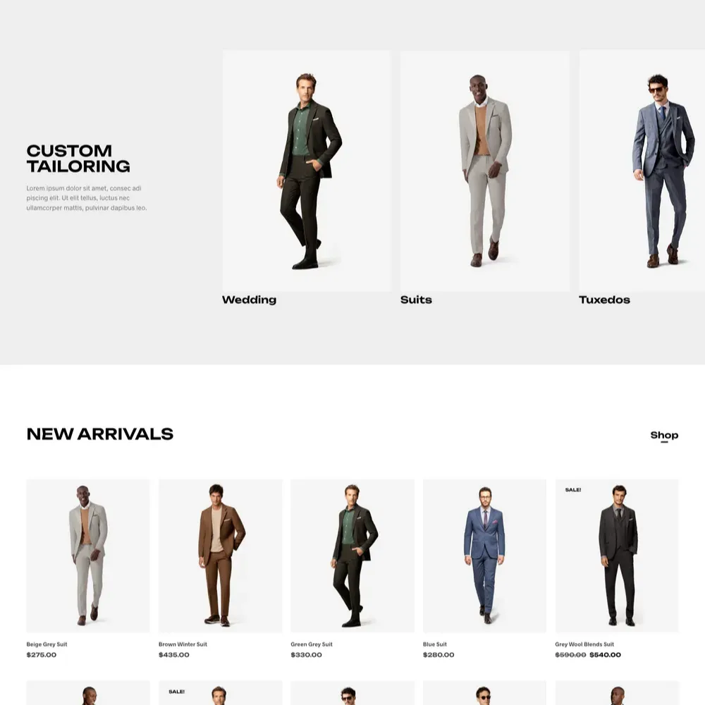 Tuxedo Shop Website Design with Free VPS Web Hosting