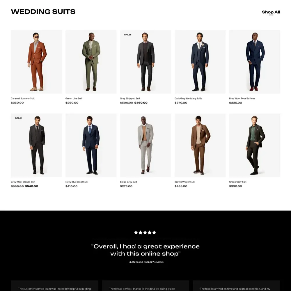 Tuxedo Shop Website Design with Free VPS Web Hosting