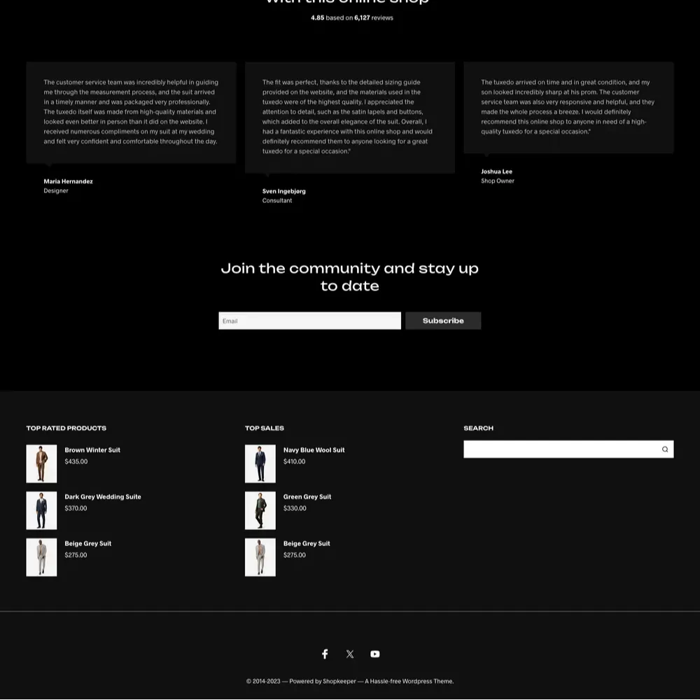 Tuxedo Shop Website Design with Free VPS Web Hosting