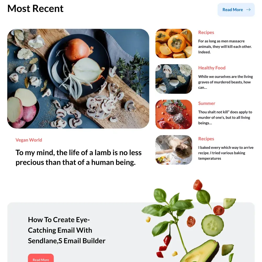 Vegetarian Blog Website Design with Free VPS Web Hosting