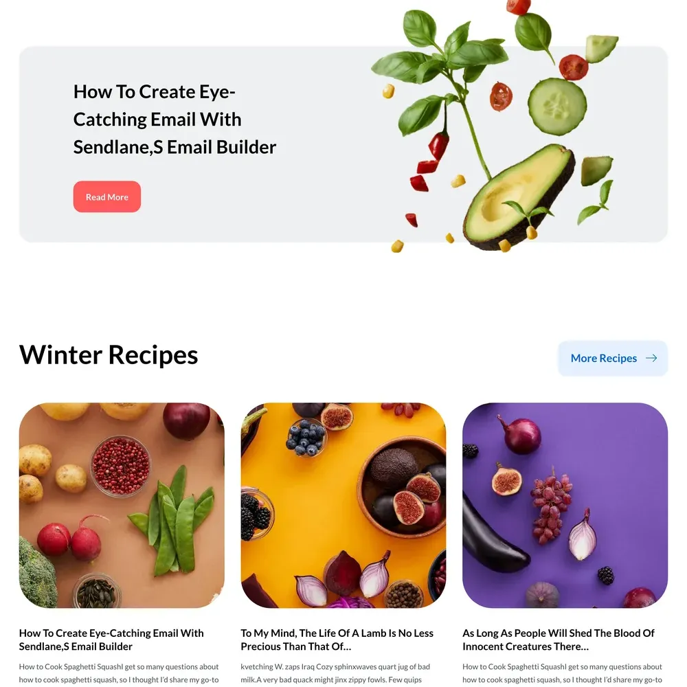 Vegetarian Blog Website Design with Free VPS Web Hosting