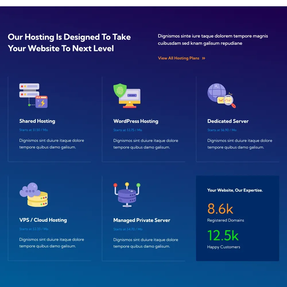 Web Hosting Business Website Design with Free VPS Hosting