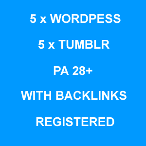 PA 28+ 5 WordPress 5 Tumblr with Backlinks PA 28+ 5 WordPress 5 Tumblr with Backlinks