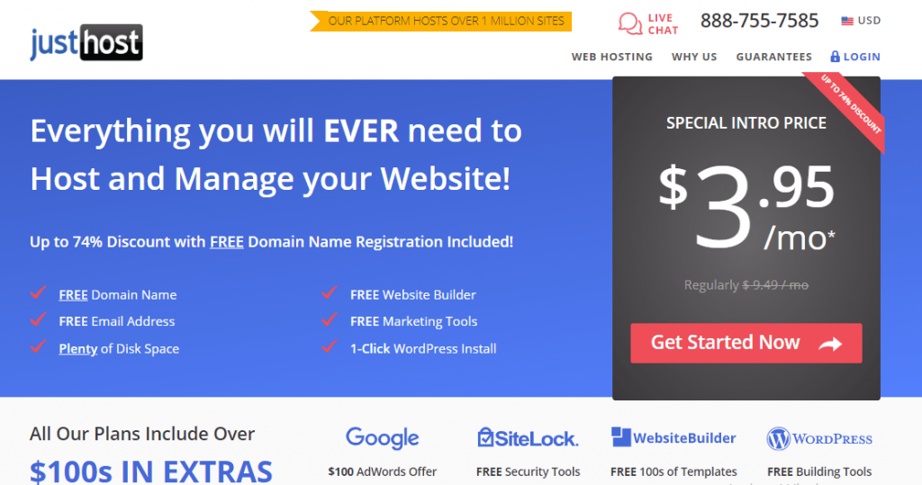 justhost hosting min